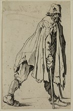 Jacques Callot, French, 1592-1635, Le mendiant aux bequilles coiffe d'un bonnet, early 17th