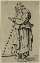 Jacques Callot, French, 1592-1635, La mendiante venant de recevoir la charite, early 17th century,