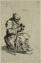 Jacques Callot, French, 1592-1635, Le mendiante assis et mangeant, early 17th century, etching