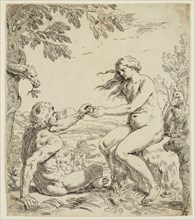 Simone Cantarini, Italian, 1612-1648, Adam and Eve, between 1612 and 1648, etching printed in black