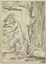 Agostino Carracci, Italian, 1557-1602, Satyr Whipping a Nymph, between 1590 and 1595, engraving