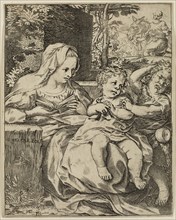 Annibale Carracci, Italian, 1560-1609, Madonna of the Swallow, 1587, engraving printed in black ink