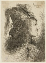 Giovanni Benedetto Castiglione, Italian, 1616 - 1670, Young Woman Wearing a Plumed Turban, Facing