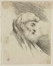 Giovanni Benedetto Castiglione, Italian, 1616 - 1670, Bearded Old Man Wearing Shoulder-length