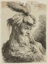 Giovanni Benedetto Castiglione, Italian, 1616 - 1670, Bearded Old Man Wearing a Plumed Turban,