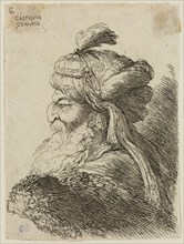 Giovanni Benedetto Castiglione, Italian, 1616 - 1670, Bearded Old Man Wearing a Turban Ornamented