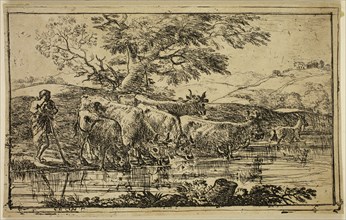 Claude Gellée, French, 1600-1682, Cattle Watering, 1635, etching printed in black ink on laid