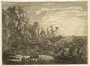 Claude Gellée, French, 1600-1682, The Storm at Sea, 1630, etching ? printed in black ink on wove