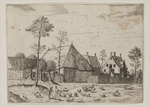 Jan Duetecum, Dutch, Landscape No. 9, ca. 1559, etching and engraving printed in black ink on laid