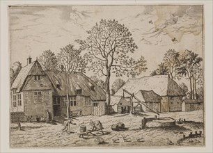 Jan Duetecum, Dutch, Landscape No. 5, ca. 1559, etching and engraving printed in black ink on laid