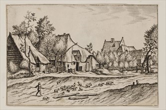 Jan Duetecum, Dutch, Landscape No. 17, ca. 1561, etching and engraving printed in black ink on laid