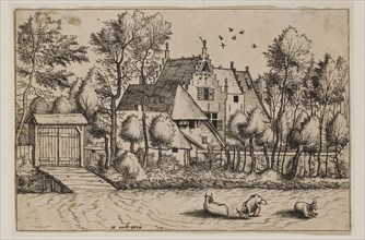 Jan Duetecum, Dutch, Landscape No. 6, ca. 1561, etching and engraving printed in black ink on laid
