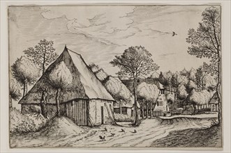 Jan Duetecum, Dutch, Landscape No. 9, ca. 1561, etching and engraving printed in black ink on laid