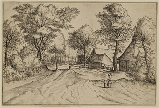 Jan Duetecum, Dutch, Landscape No. 1, ca. 1561, etching and engraving printed in black ink on laid