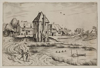 Jan Duetecum, Dutch, Landscape No. 8, ca. 1561, etching and engraving printed in black ink on laid