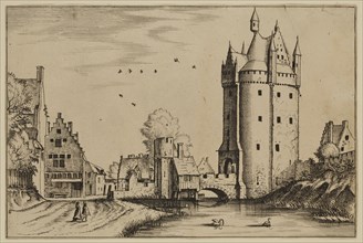 Jan Duetecum, Dutch, Landscape No. 7, ca. 1561, etching and engraving printed in black inkon laid