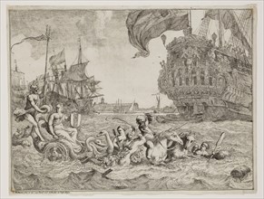 Ludolf Backhuysen, Dutch, 1630-1708, Neptune Drawn by a Sea Horse and a Unicorn, between 1630 and