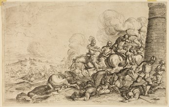 Jacques Courtois, French, 1621-1676, Le combat au pied de la tour, between 1621 and 1676, etching