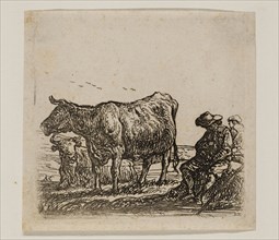 Aelbert Cuyp, Dutch, 1620-1691, Cows, between 1620 and 1691, etching printed in black ink on laid