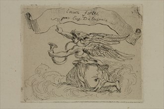 Eugène Delacroix, French, 1798-1863, Ange agenouille sur des nuages, 1833, etching printed on chine