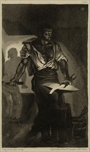 Eugène Delacroix, French, 1798-1863, Un forgeron, 1833, aquatint printed in black ink on (possibly