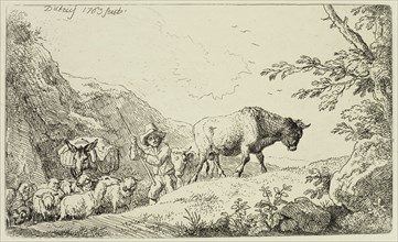 Christian Wilhelm Ernst Dietrich, German, 1712-1774, The Shepherd, 1763, Engraving printed in black