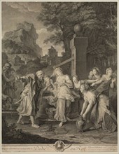 Pierre Imbert Drevet, French, 1697-1739, after Antoine Coypel, French, 1661-1722, Rebecca recevant