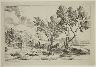 Gaspard Dughet, French, 1615-1675, Landscape with River, 17th century, etching printed in black ink