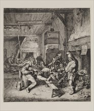 Cornelius Dusart, Dutch, 1660-1704, Sitting Fiddler, 1685, Etching and roulette printed in black on