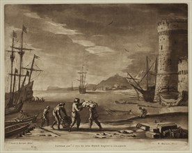 Richard Earlom, English, 1743 - 1822, after Claude Gellée, French, 1600-1682, Three Men Lifting