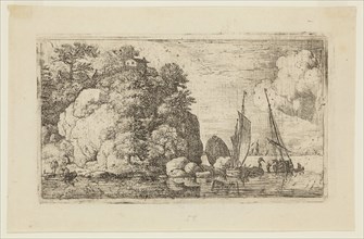 Allart van Everdingen, Dutch, 1621-1675, Two Boats on a Wide River, between 1621 and 1675, etching