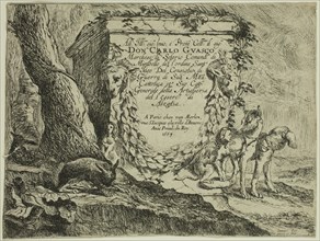 Jan Fyt, Flemish, 1611-1661, Title Page: Pedestal and a Pair of Dogs, 1642, etching printed in