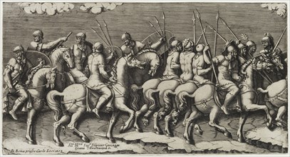 Diana Scultori, Italian, 1535-1587, after Giulio Romano, Italian, 1499-1546, March of Cavalry,