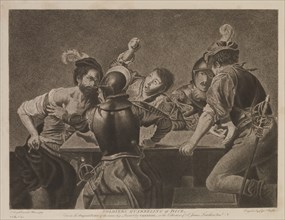 William Baillie, English, 1723-1810, Soldiers Quarreling at Dice, 1769, etching printed in black