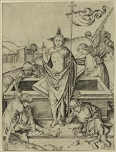 Master A. G., German, Resurrection of Christ, 15th century, engraving printed in black ink on laid