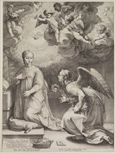 Hendrick Goltzius, Dutch, 1558-1617, Annunciation, 1594, engraving printed in black ink on laid