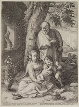 Hendrick Goltzius, Dutch, 1558-1617, Holy Family, 1593, engraving printed in black ink on laid