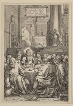 Hendrick Goltzius, Dutch, 1558-1617, Last Supper, 1598, engraving printed in black ink on laid