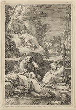 Hendrick Goltzius, Dutch, 1558-1617, Christ on the Mount of Olives, 1597, engraving printed in