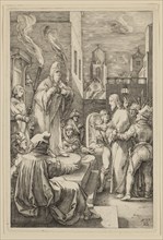 Hendrick Goltzius, Dutch, 1558-1617, Christ Before Caiphas, 1597, engraving printed in black ink on