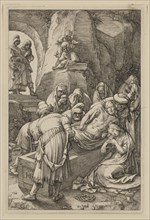 Hendrick Goltzius, Dutch, 1558-1617, Burial of Christ, 1596, engraving printed in black ink on laid