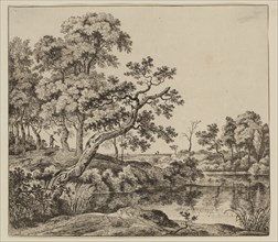 Jan Hackaert, Dutch, 1628 - after 1685, Leaning Tree at the Water, 17th century, etching printed in