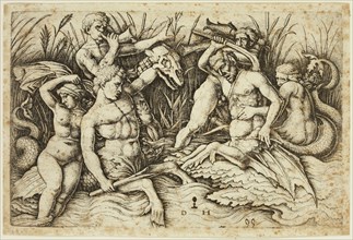 Daniel Hopfer, German, 1470-1536, after Andrea Mantegna, Italian, 1431-1506, Combat Between Two