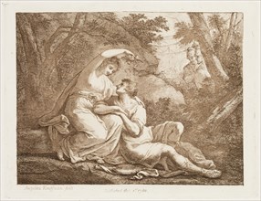 Angelica Kauffmann, Swiss, 1741-1807, Rinaldo and Armida, 1780, etching and aquatint printed in