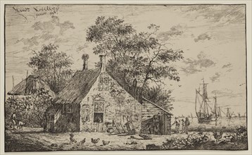 Hendrik Kobell, Dutch, 1751-1779, Farmhouse Beside a River, 18th century, etching printed in black