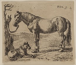Pieter de Laer, Dutch, 1592-1642, Horse and Dog, between 1592 and 1642, etching printed in black