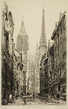 Maxime François Antoine Lalanne, French, 1827-1886, Rue de la Grosse Horloge, Rouen, 1882, etching
