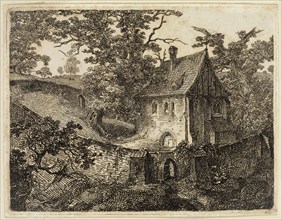 Carl Friedrich Lessing, German, 1808-1880, Old Chapel under the Trees Surrounded by a Wall, 19th