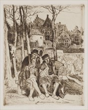 Hendrik Jan Augustyn Leys, Belgian, 1815-1869, Promenade hors des murs, ca. 1869, etching printed