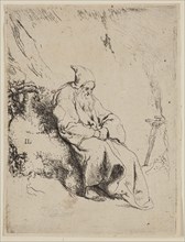 Jan Lievens, Dutch, 1607-1674, The Hermit, 17th century, etching printed in black ink on laid